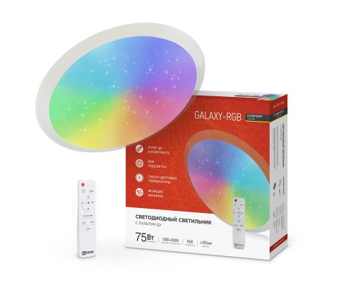 Светильник светодиодный COMFORT GALAXY-RGB 75Вт 230В 3000-6500К 6000лм 555х85мм с пультом ДУ IN HOME 4690612044613