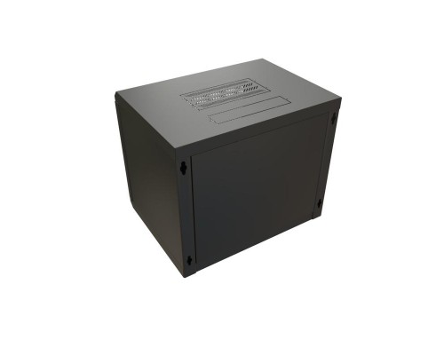 Шкаф настенный 19дюйм WR-TW-1266-GP-RAL9004 (19дюйм) 12U 650х600х600мм RAL 9004 стеклянная дверь черн. (разобранный) WRline 520247