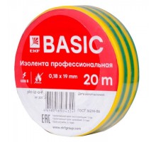 Изолента класс А 0.18х19мм (рул.20м) желт./зел. EKF plc-iz-a-yg